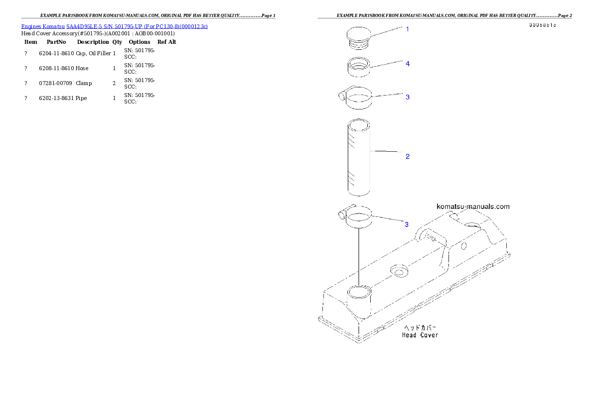 Komatsu saa4d95le-5 parts books engines download Komatsu saa4d95le-5 parts books engines download
