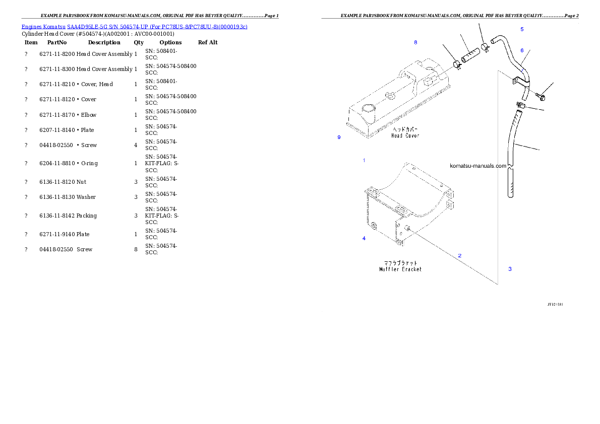 Komatsu saa4d95le-5g parts books engines download Komatsu saa4d95le-5g parts books engines download