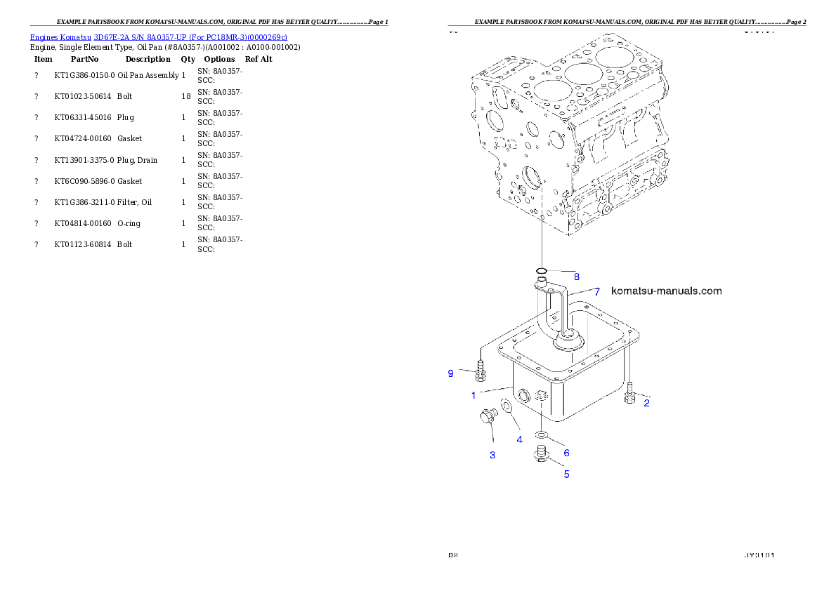 Komatsu 3d67e-2a parts books engines download Komatsu 3d67e-2a parts books engines download