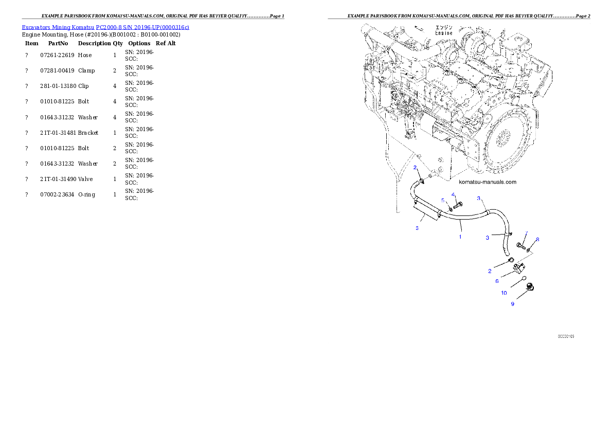 Komatsu pc2000-8 parts books excavators download Komatsu pc2000-8 parts books excavators download