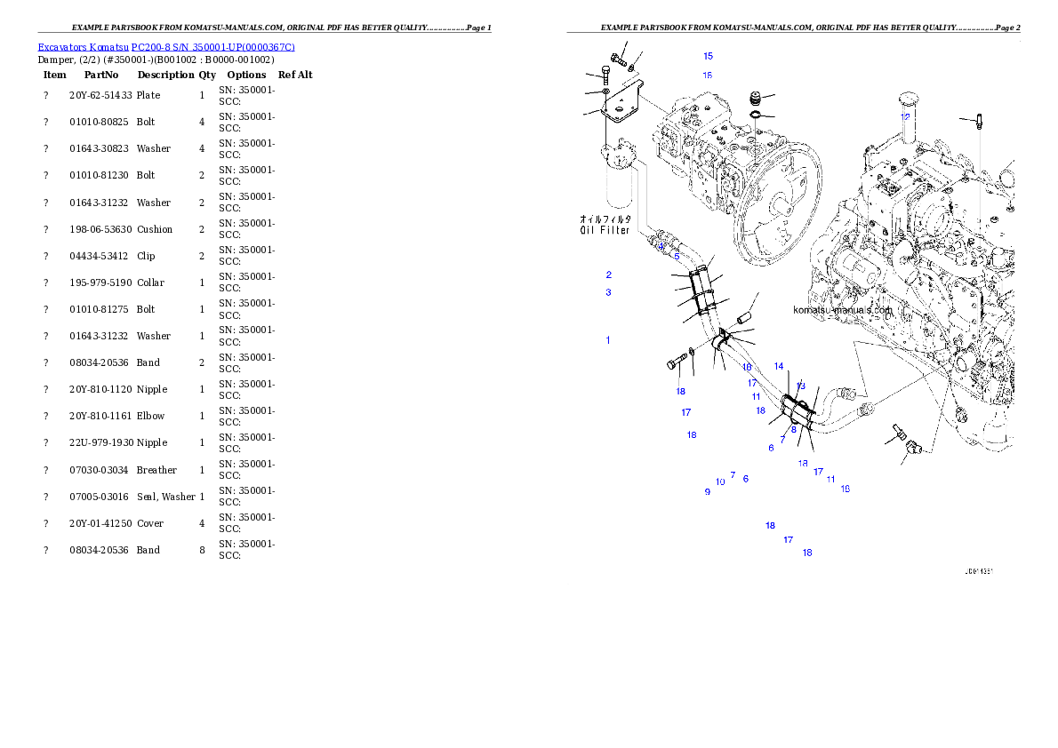 Komatsu pc200-8 parts books excavators download Komatsu pc200-8 parts books excavators download