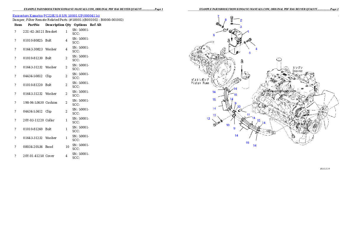 Komatsu pc228us-8 parts books excavators download Komatsu pc228us-8 parts books excavators download