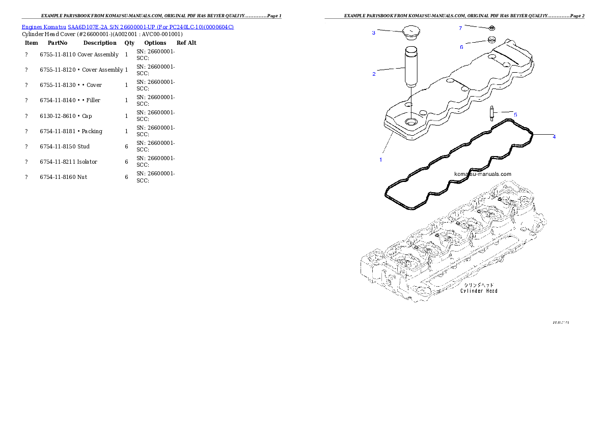 Komatsu saa6d107e-2a parts books engines download Komatsu saa6d107e-2a parts books engines download