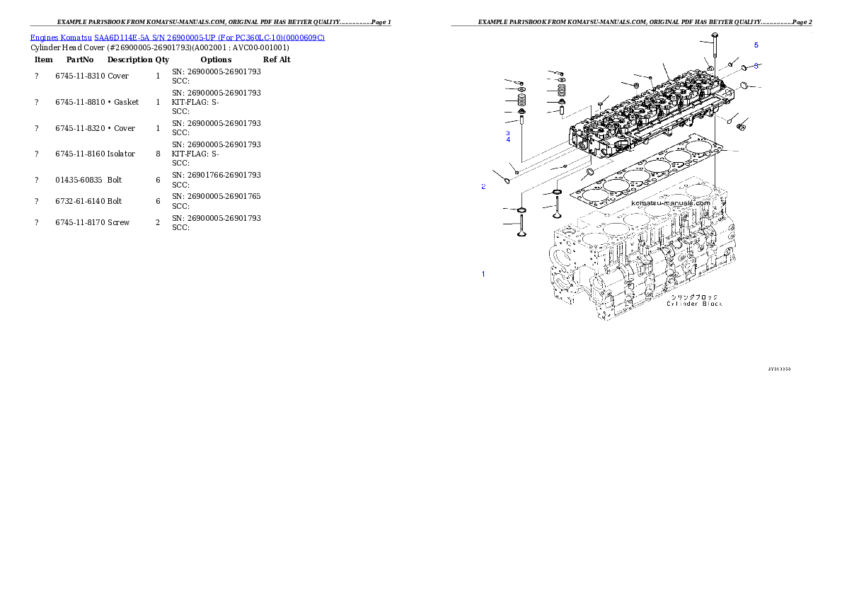 Komatsu saa6d114e-5a parts books engines download Komatsu saa6d114e-5a parts books engines download