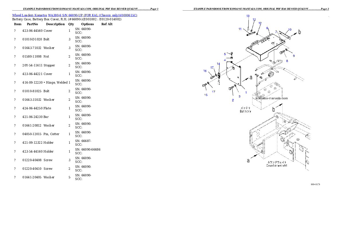 Komatsu wa380-6 parts books wheel loaders download Komatsu wa380-6 parts books wheel loaders download