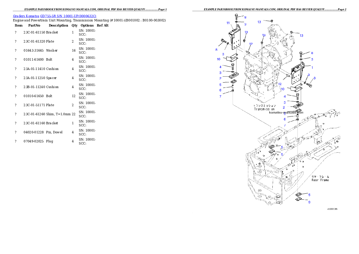 Komatsu gd755-5r parts books graders download Komatsu gd755-5r parts books graders download