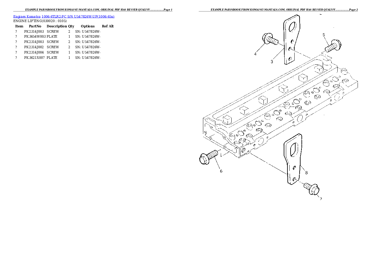 Komatsu 1006-6tlr2-pc parts books engines download Komatsu 1006-6tlr2-pc parts books engines download