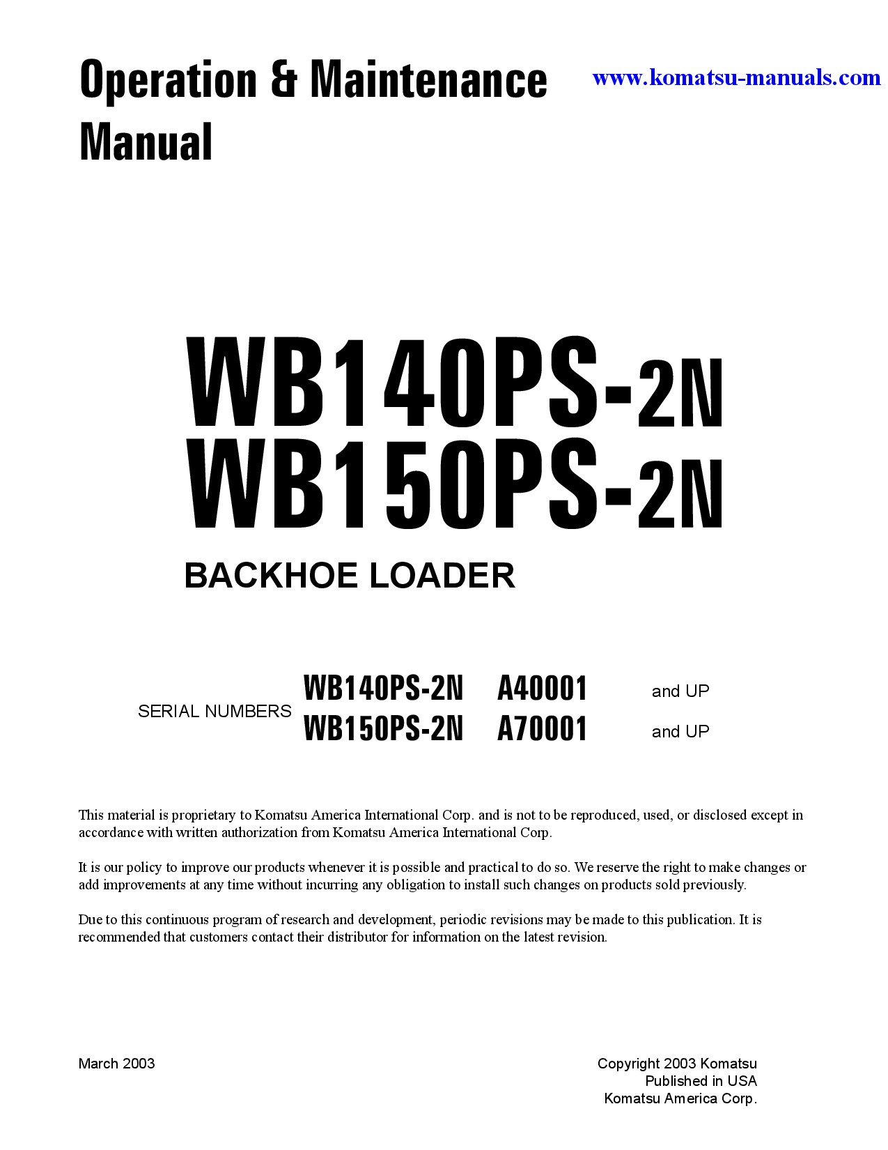 Komatsu wb150ps-2(usa)-n operation and maintenance manuals backhoe loaders download Komatsu wb150ps-2(usa)-n operation and maintenance manuals backhoe loaders download