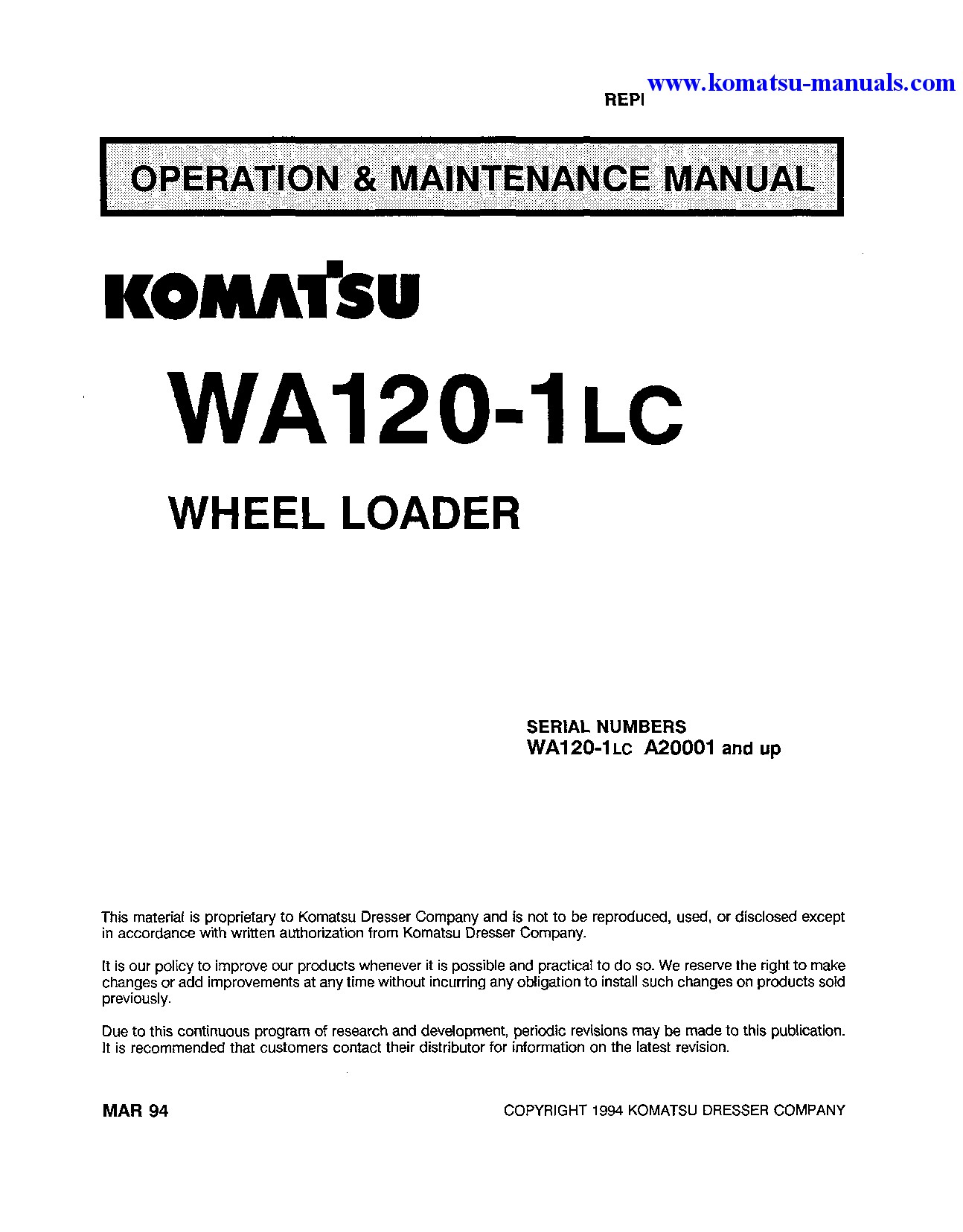 Komatsu wa120-1(usa)-lc operation and maintenance manuals wheel loaders download Komatsu wa120-1(usa)-lc operation and maintenance manuals wheel loaders download
