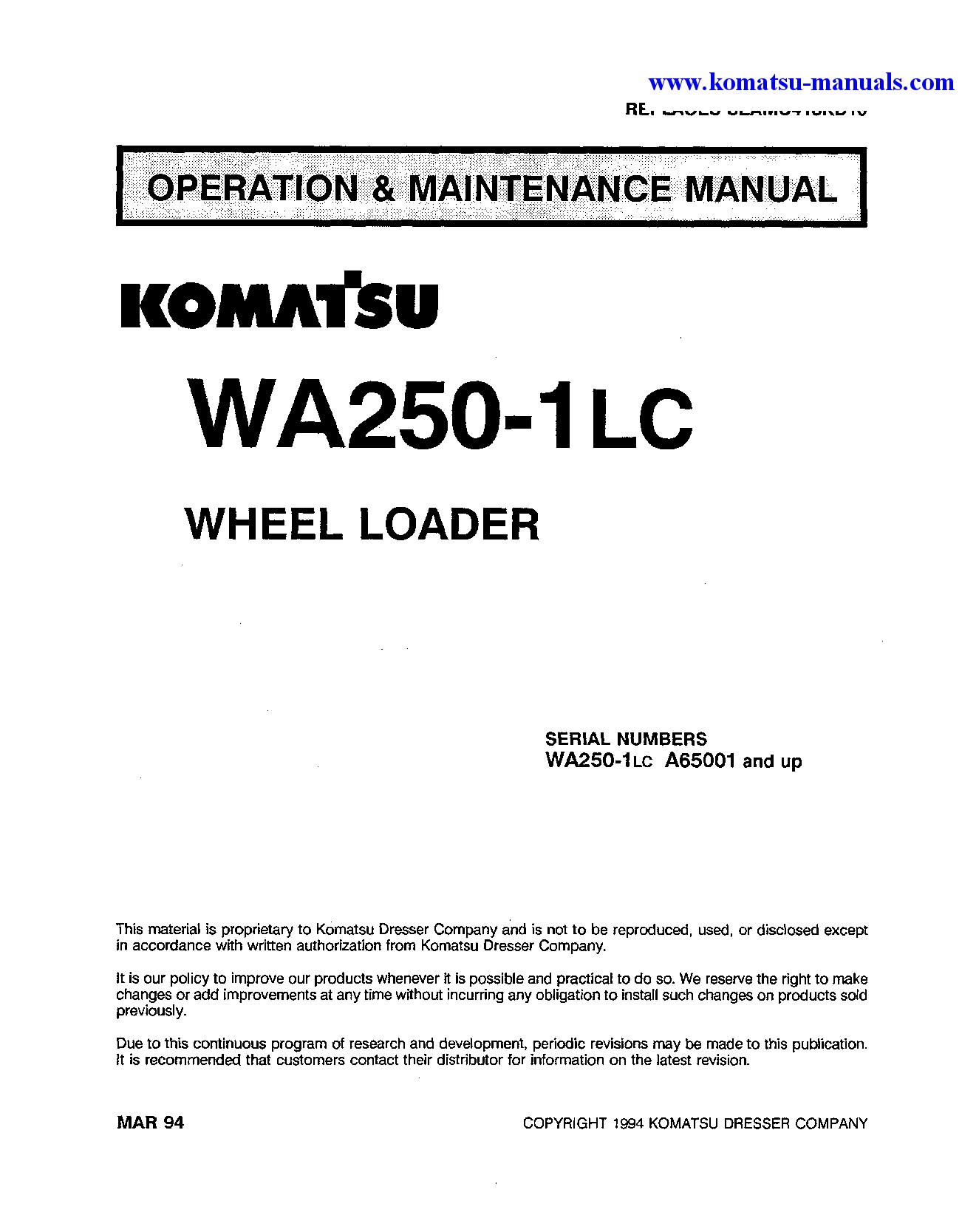 Komatsu wa250-1(usa)-lc operation and maintenance manuals wheel loaders download Komatsu wa250-1(usa)-lc operation and maintenance manuals wheel loaders download