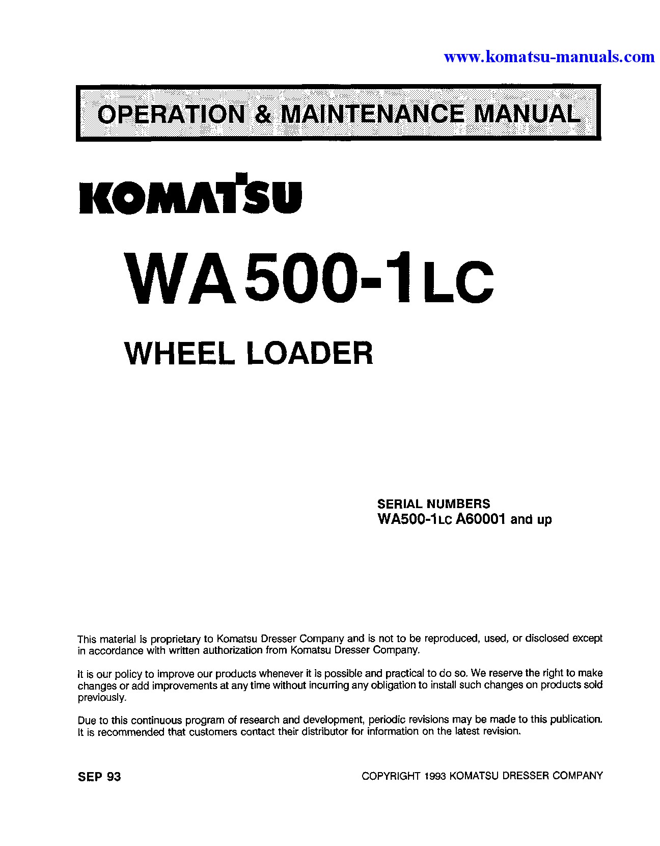 Komatsu wa500-1(jpn)-lc operation and maintenance manuals wheel loaders download Komatsu wa500-1(jpn)-lc operation and maintenance manuals wheel loaders download