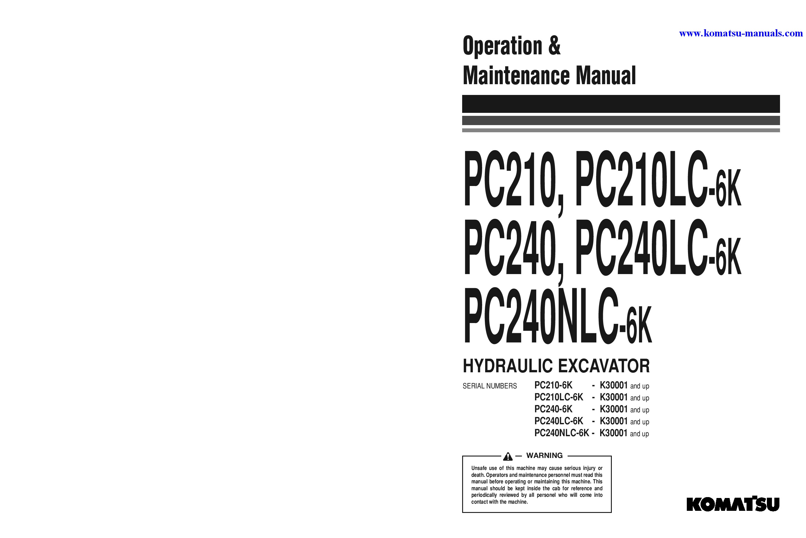 Komatsu pc240nlc-6(gbr)-k operation and maintenance manuals excavators crawler download Komatsu pc240nlc-6(gbr)-k operation and maintenance manuals excavators crawler download
