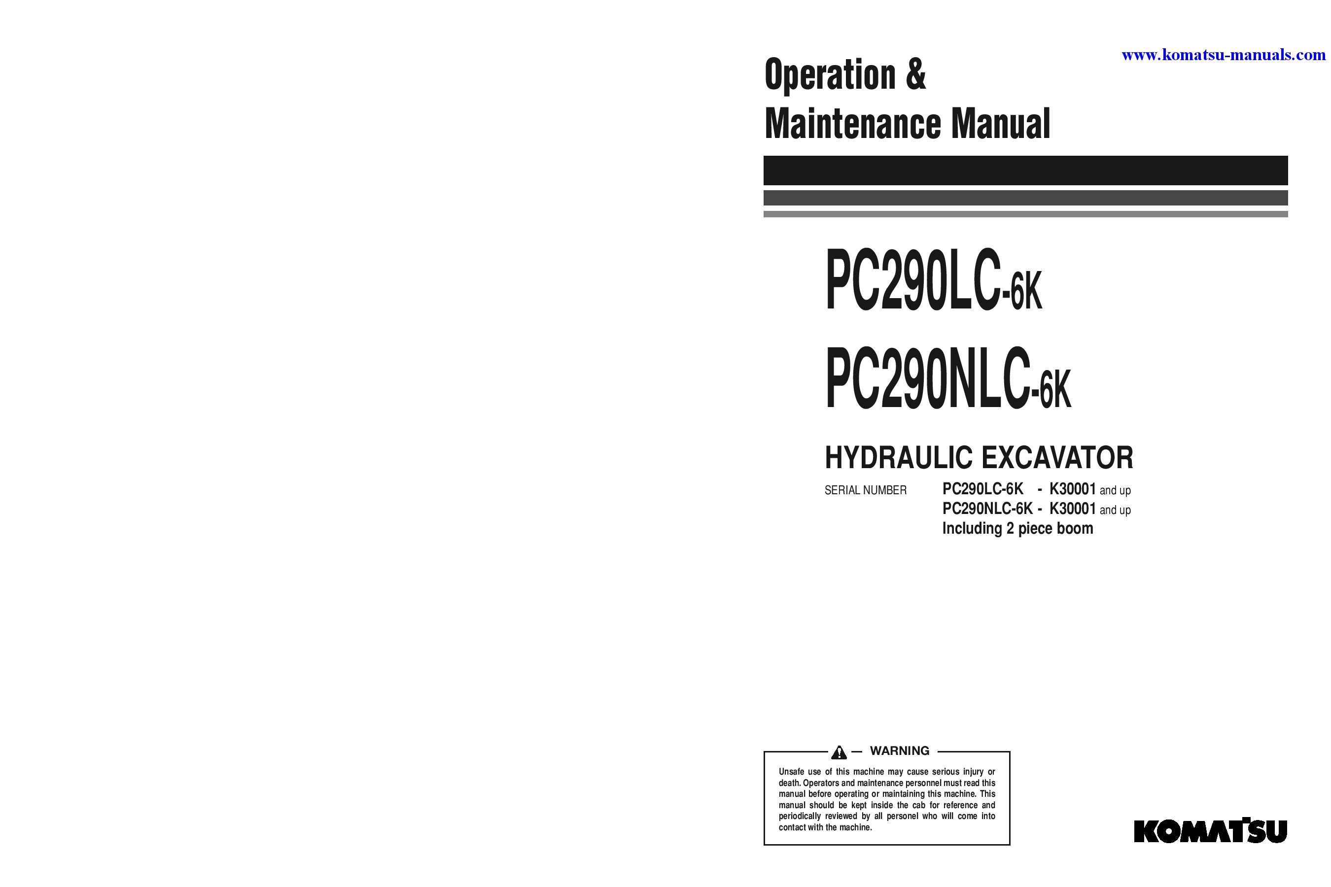 Komatsu pc290lc-6(gbr)-k operation and maintenance manuals excavators crawler download Komatsu pc290lc-6(gbr)-k operation and maintenance manuals excavators crawler download