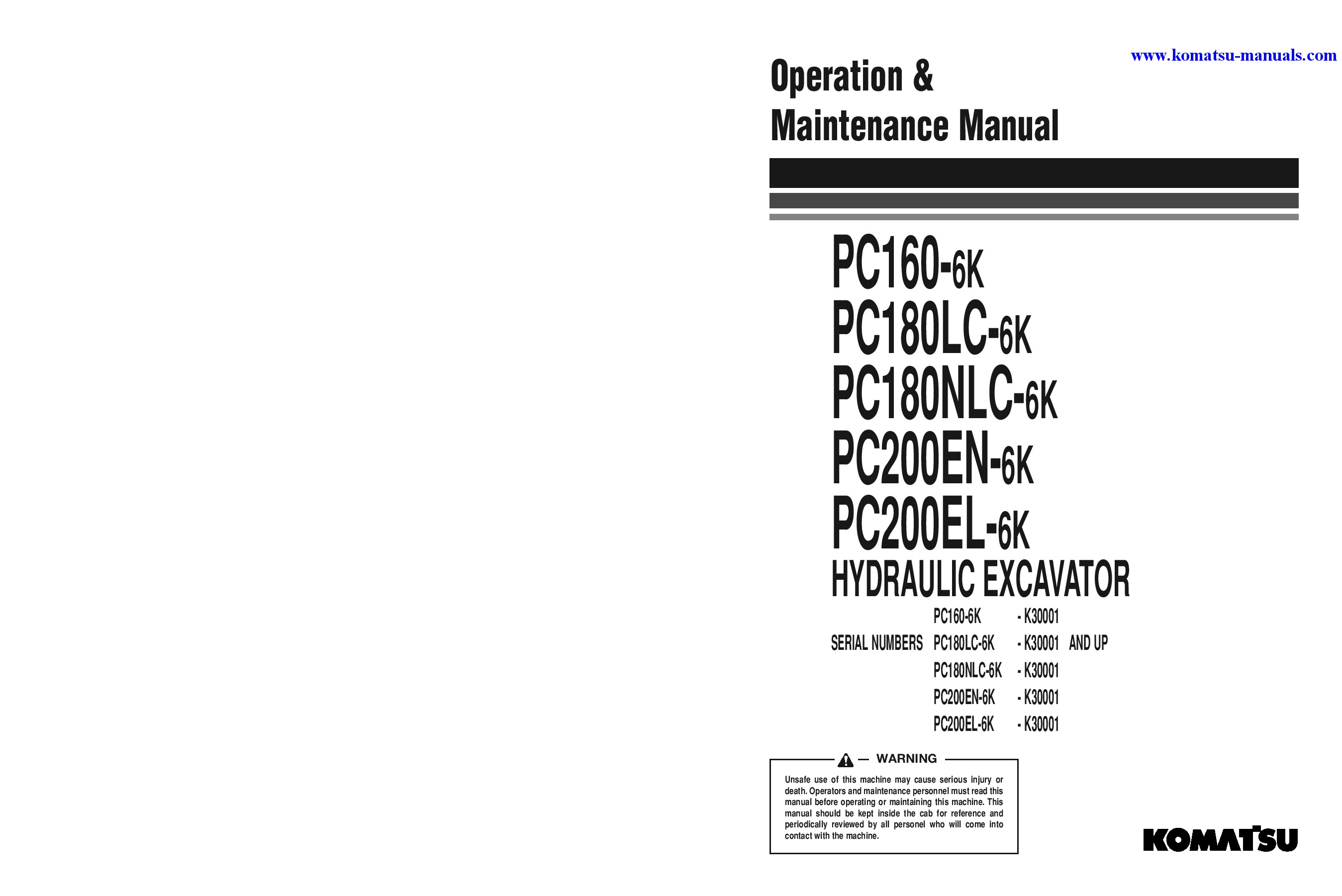Komatsu pc200en-6(gbr)-k operation and maintenance manuals excavators crawler download Komatsu pc200en-6(gbr)-k operation and maintenance manuals excavators crawler download