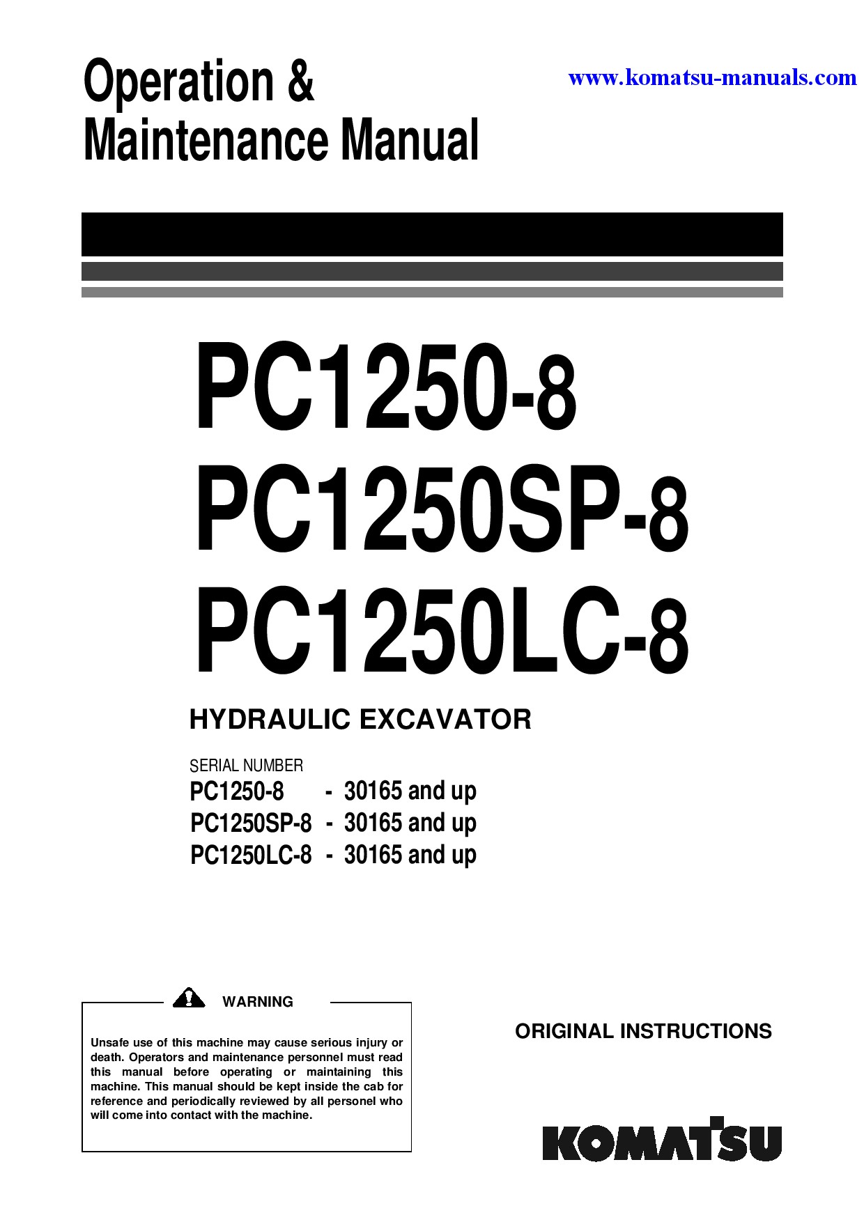 Komatsu pc1250sp-8(jpn) operation and maintenance manuals excavators crawler download Komatsu pc1250sp-8(jpn) operation and maintenance manuals excavators crawler download