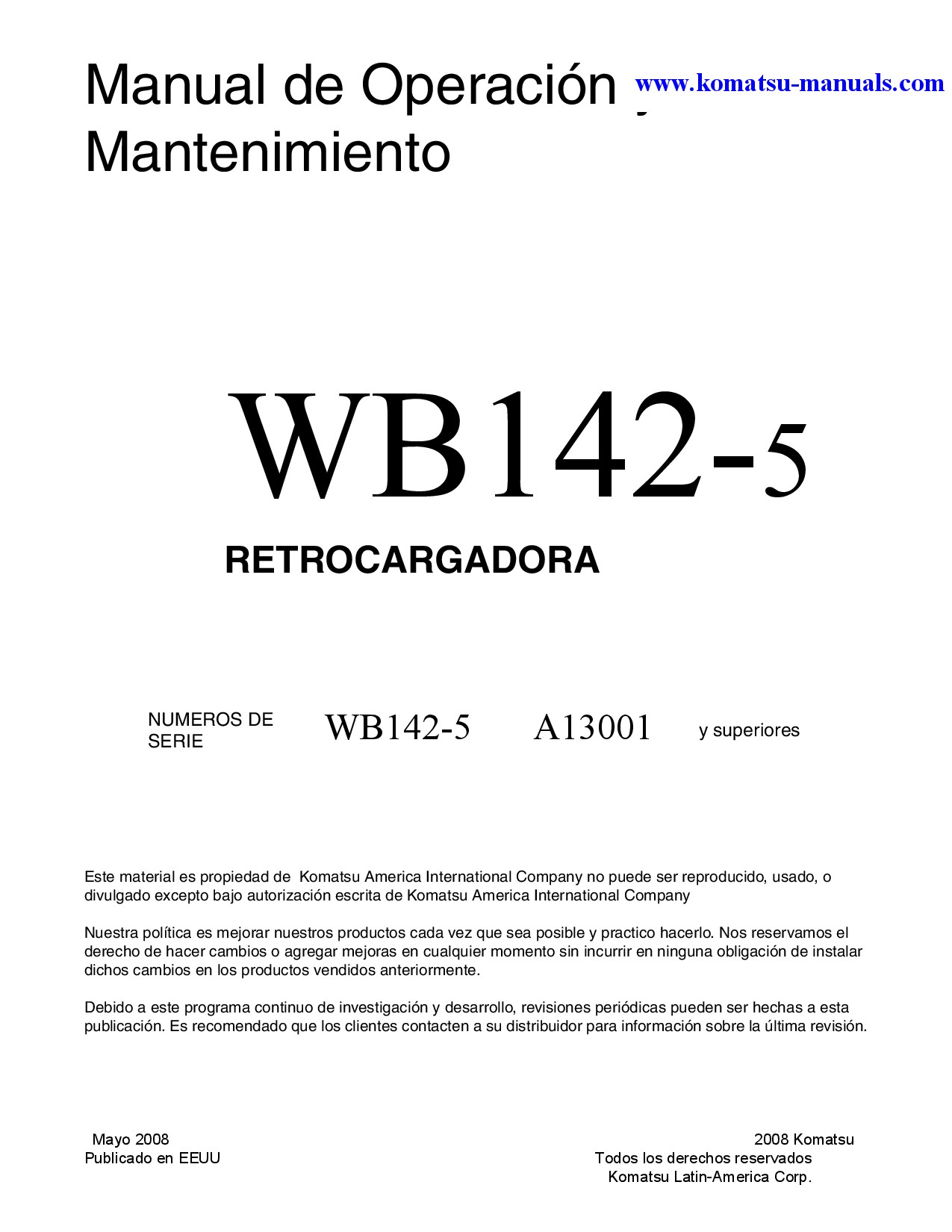 Komatsu wb142-5(usa) operation and maintenance manuals backhoe loaders download Komatsu wb142-5(usa) operation and maintenance manuals backhoe loaders download