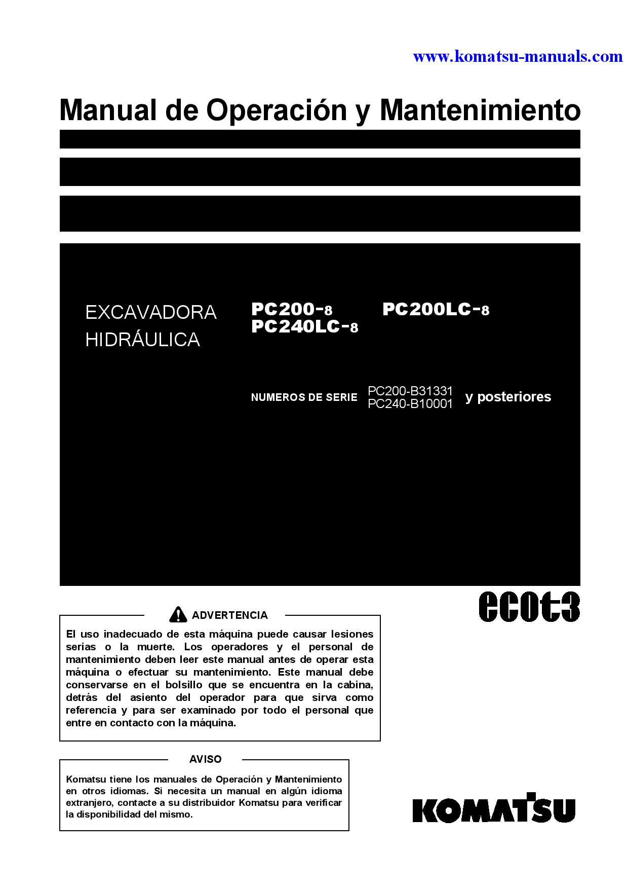 Komatsu pc240lc-8(bra) operation and maintenance manuals excavators crawler download Komatsu pc240lc-8(bra) operation and maintenance manuals excavators crawler download