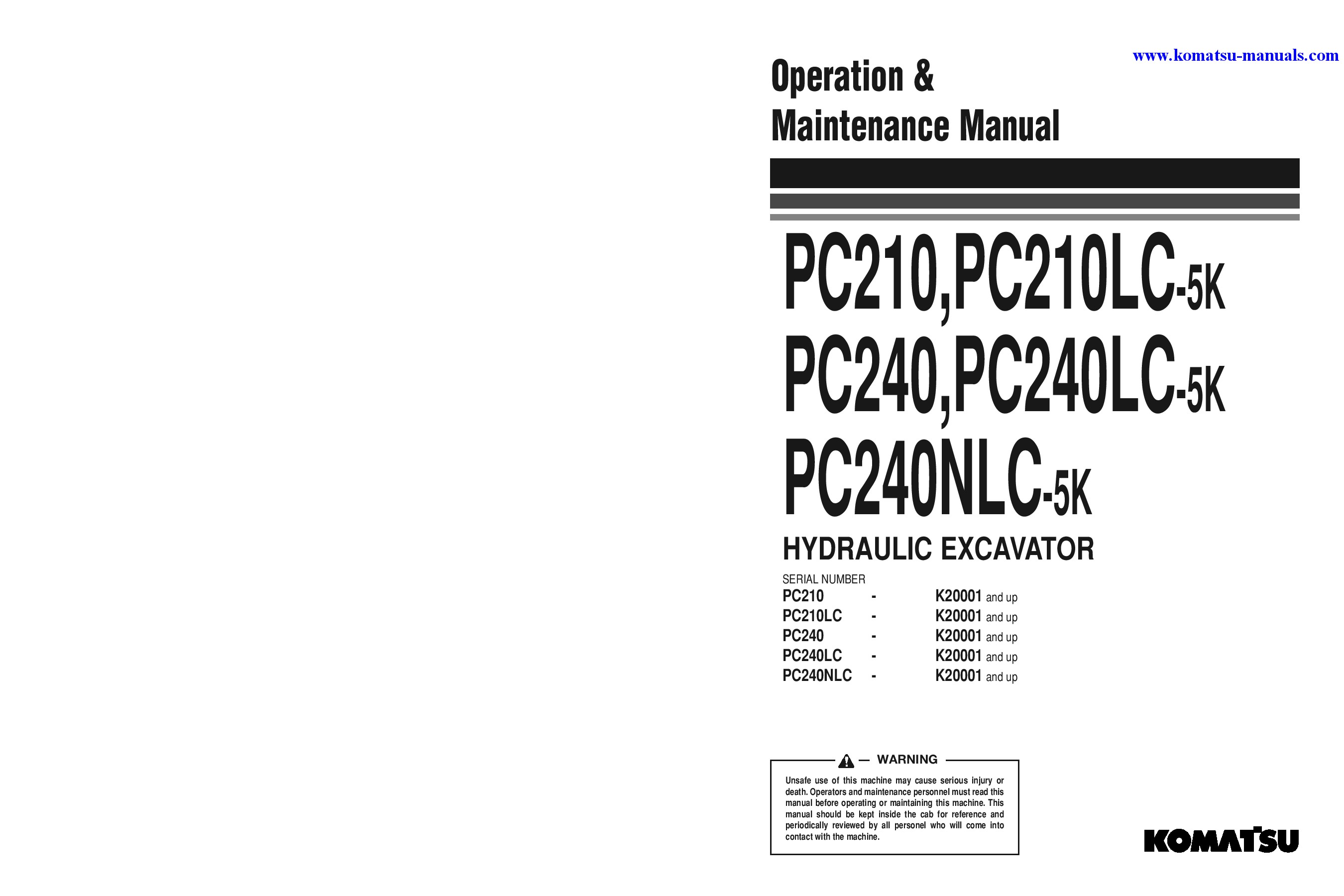 Komatsu pc240nlc-5(gbr)-k operation and maintenance manuals excavators crawler download Komatsu pc240nlc-5(gbr)-k operation and maintenance manuals excavators crawler download