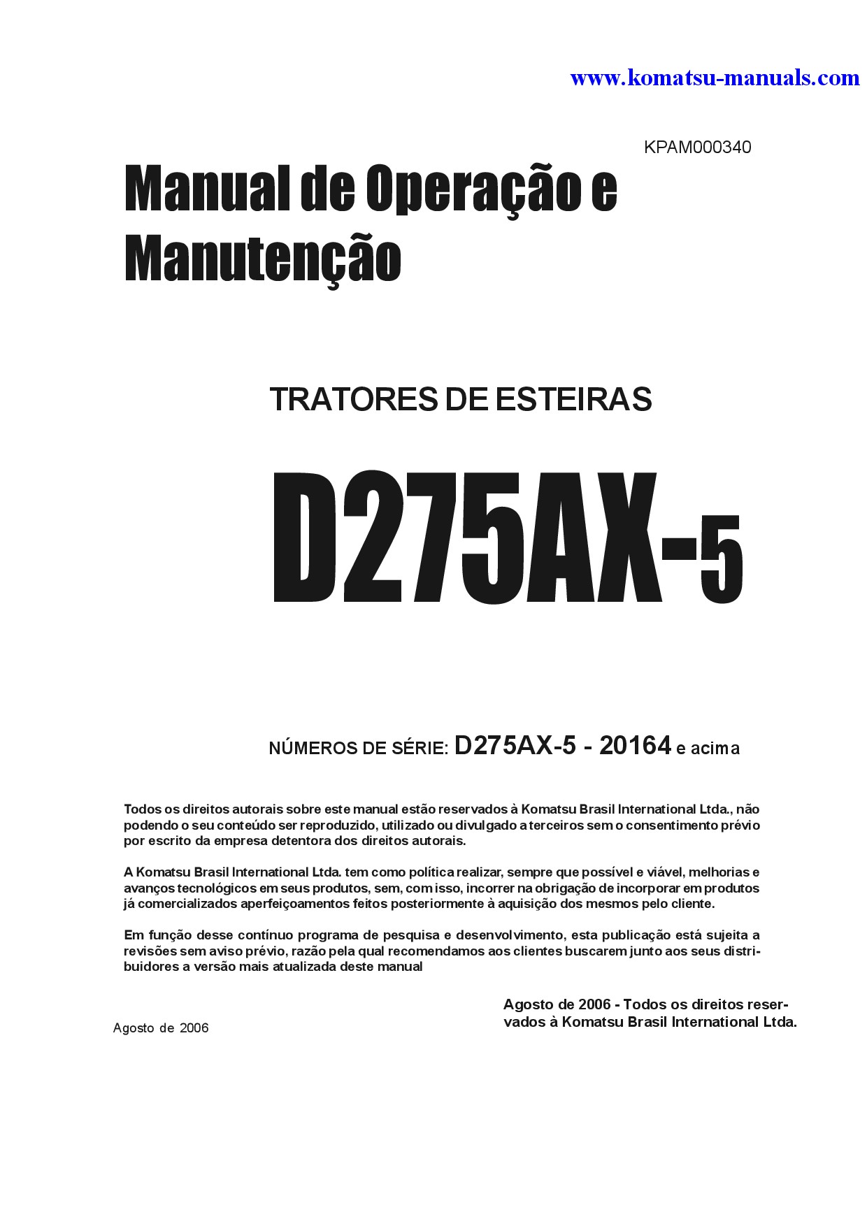 Komatsu d275ax-5(jpn) operation and maintenance manuals bulldozers download Komatsu d275ax-5(jpn) operation and maintenance manuals bulldozers download