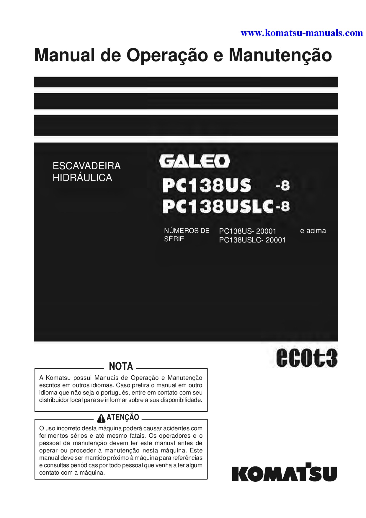 Komatsu pc138uslc-8(jpn) operation and maintenance manuals excavators crawler download Komatsu pc138uslc-8(jpn) operation and maintenance manuals excavators crawler download