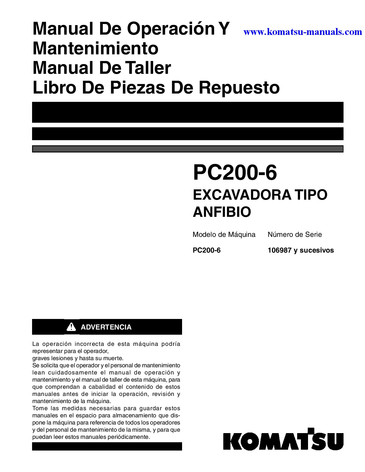 Komatsu pc200-6(jpn) operation and maintenance manuals excavators crawler download Komatsu pc200-6(jpn) operation and maintenance manuals excavators crawler download