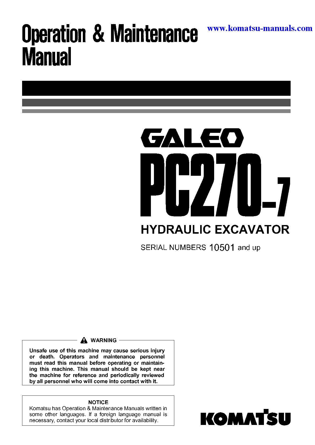 Komatsu pc270-7(jpn)-multi-monitor operation and maintenance manuals excavators crawler download Komatsu pc270-7(jpn)-multi-monitor operation and maintenance manuals excavators crawler download