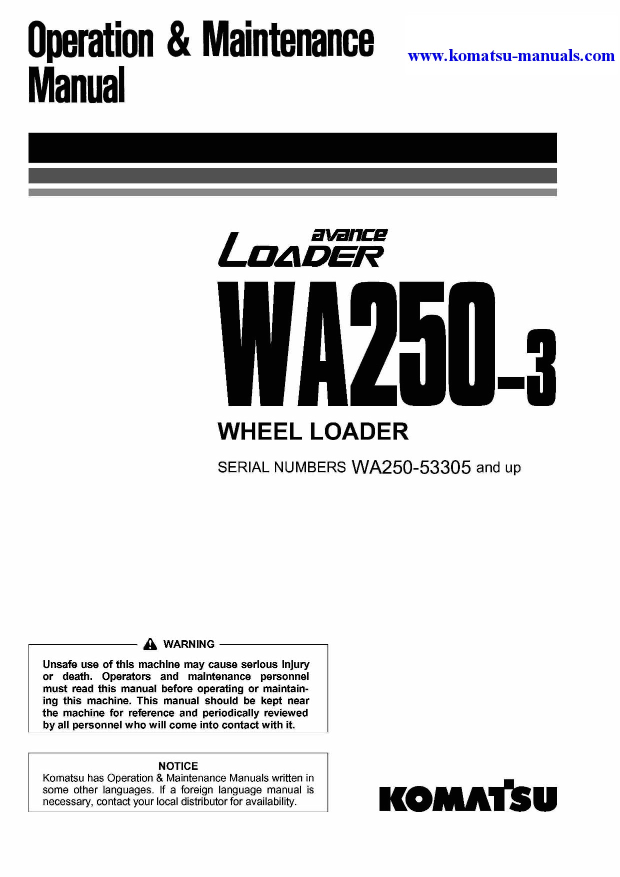 Komatsu wa250-3(jpn) operation and maintenance manuals wheel loaders download Komatsu wa250-3(jpn) operation and maintenance manuals wheel loaders download