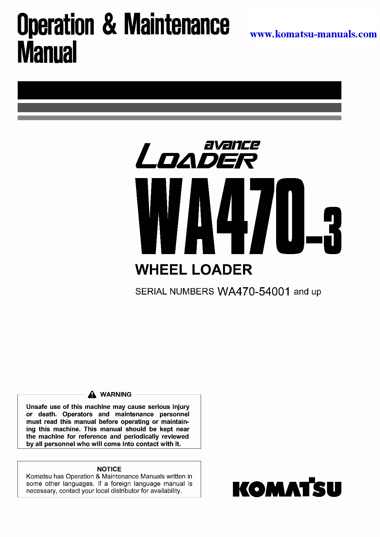 Komatsu wa470-3(jpn) operation and maintenance manuals wheel loaders download Komatsu wa470-3(jpn) operation and maintenance manuals wheel loaders download
