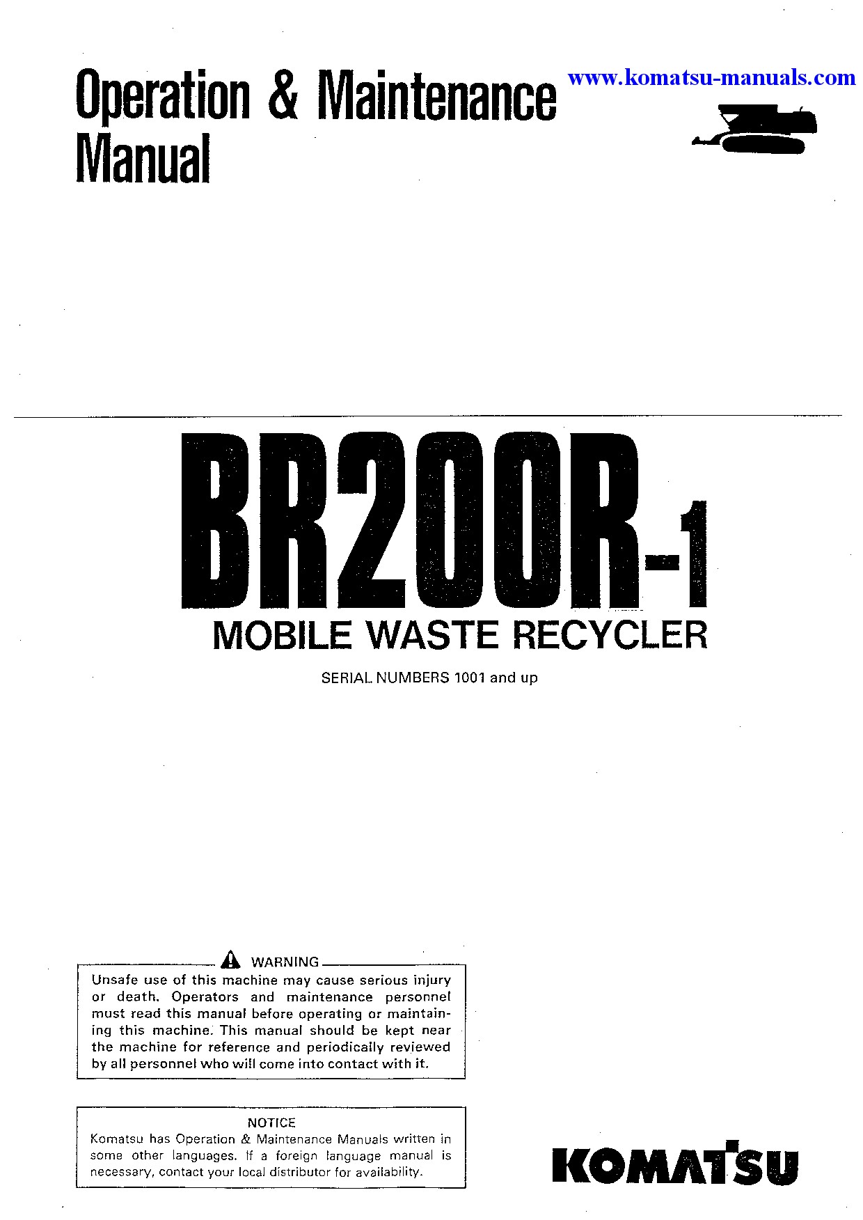 Komatsu br200r-1(jpn) operation and maintenance manuals crushers and recyclers download Komatsu br200r-1(jpn) operation and maintenance manuals crushers and recyclers download