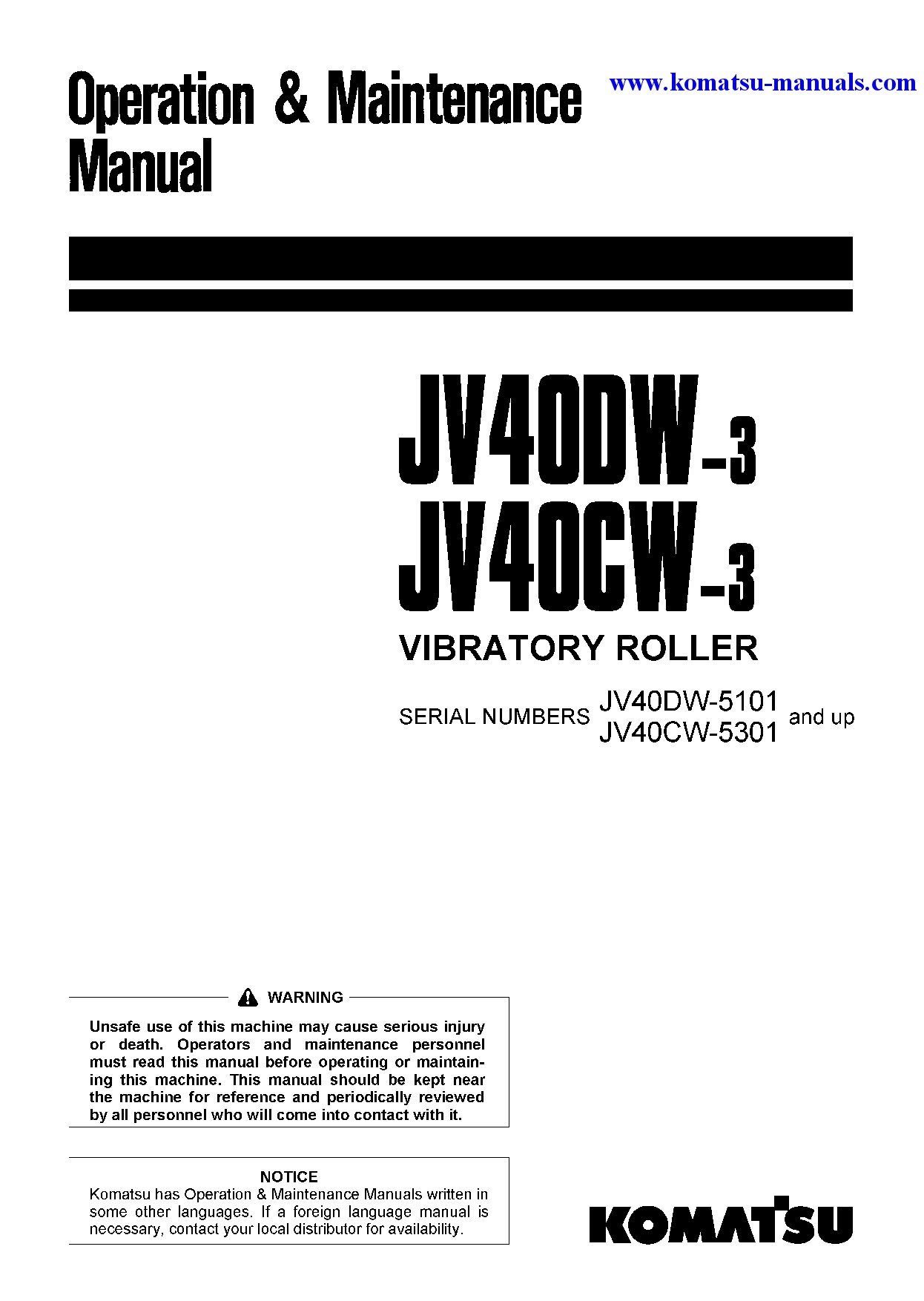 Komatsu jv40dw-3(jpn) operation and maintenance manuals excavators crawler download Komatsu jv40dw-3(jpn) operation and maintenance manuals excavators crawler download