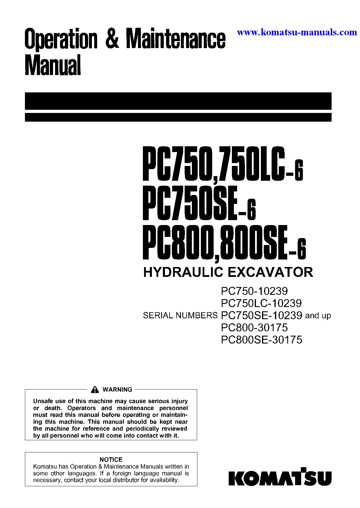Komatsu pc750-6(jpn) operation and maintenance manuals excavators crawler download Komatsu pc750-6(jpn) operation and maintenance manuals excavators crawler download