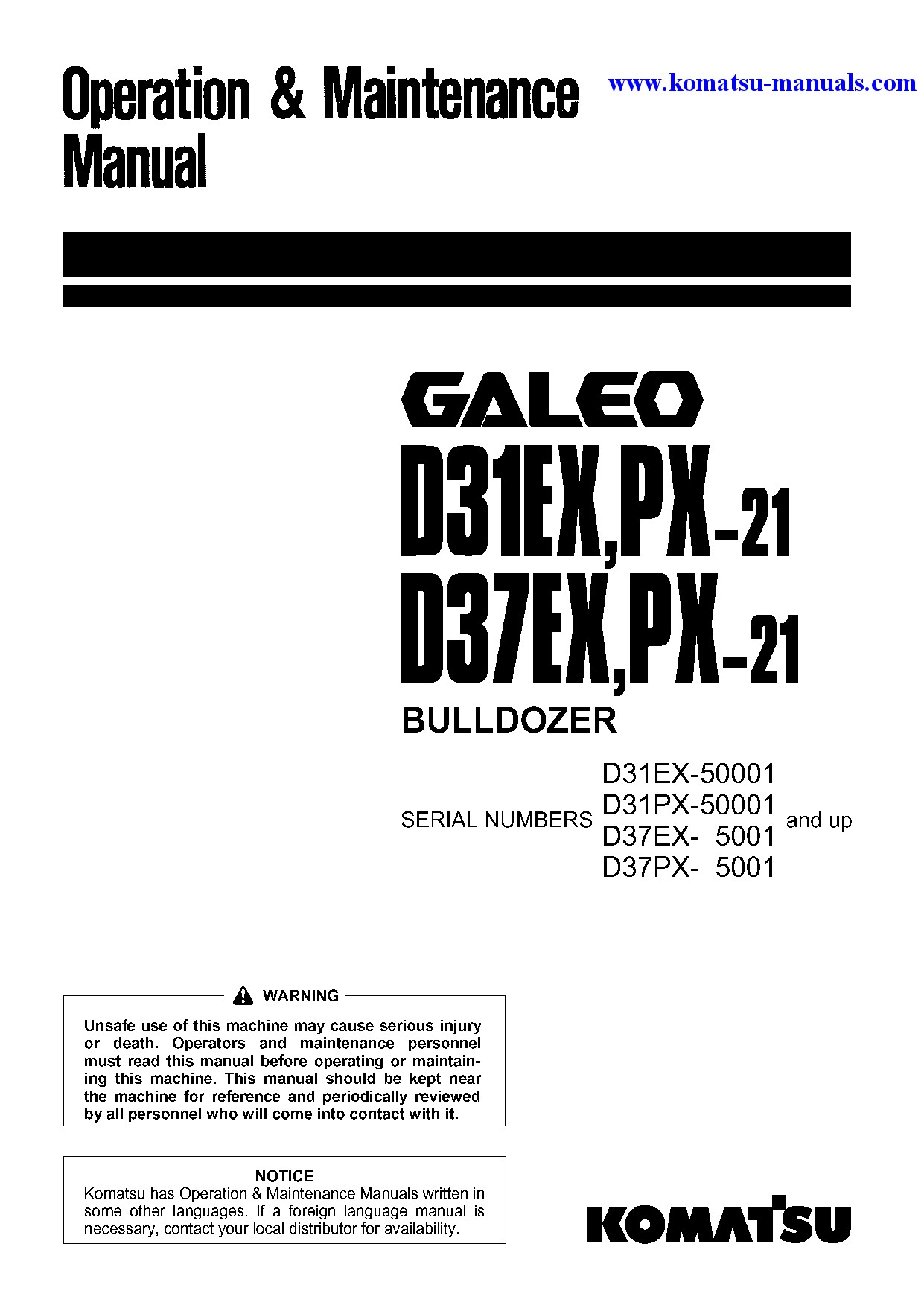 Komatsu d37px-21(jpn) operation and maintenance manuals bulldozers download Komatsu d37px-21(jpn) operation and maintenance manuals bulldozers download