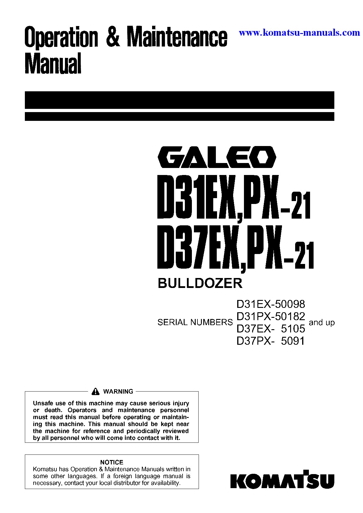 Komatsu d37px-21(jpn) operation and maintenance manuals bulldozers download Komatsu d37px-21(jpn) operation and maintenance manuals bulldozers download