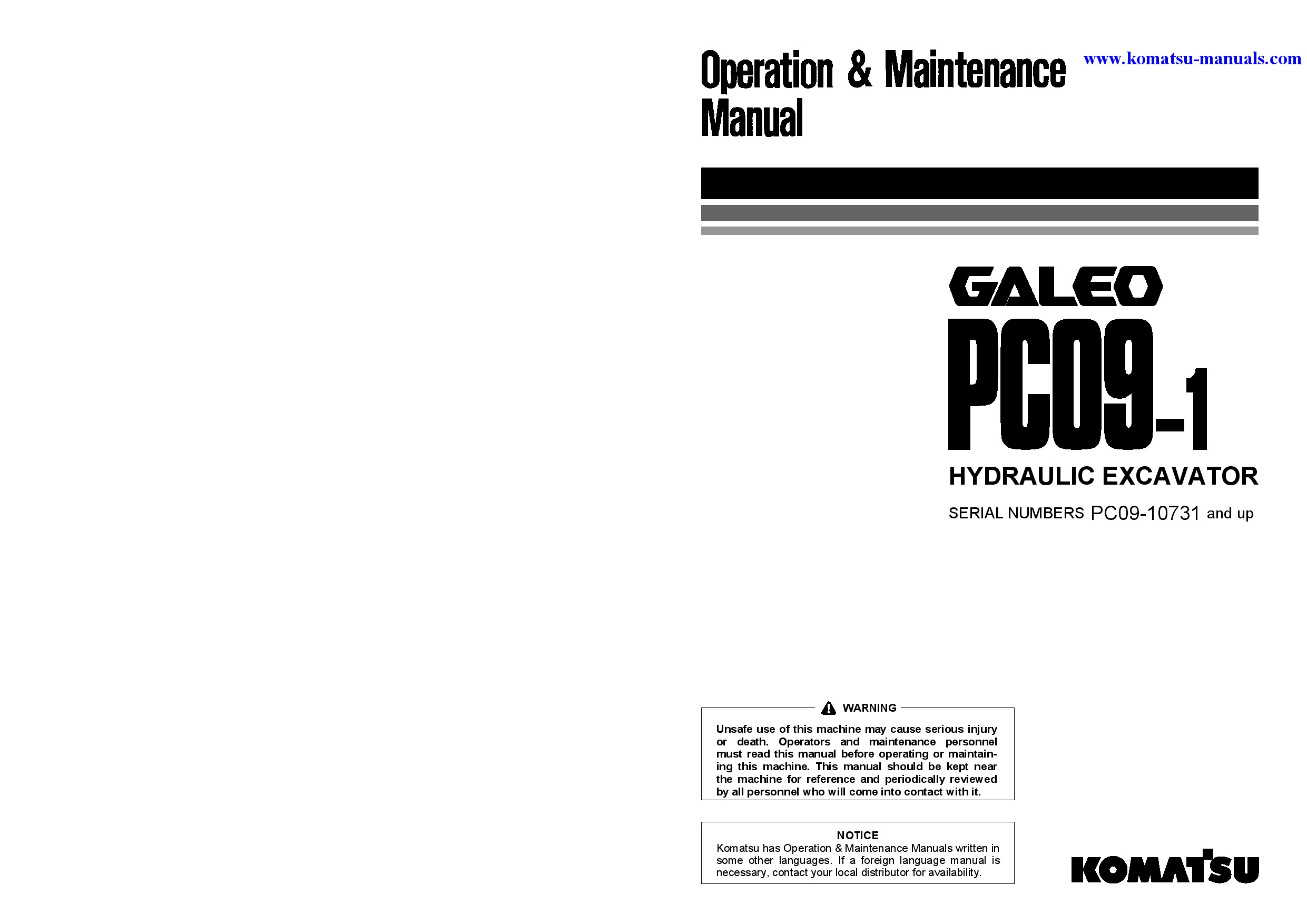 Komatsu pc09-1(jpn) operation and maintenance manuals excavators crawler download Komatsu pc09-1(jpn) operation and maintenance manuals excavators crawler download