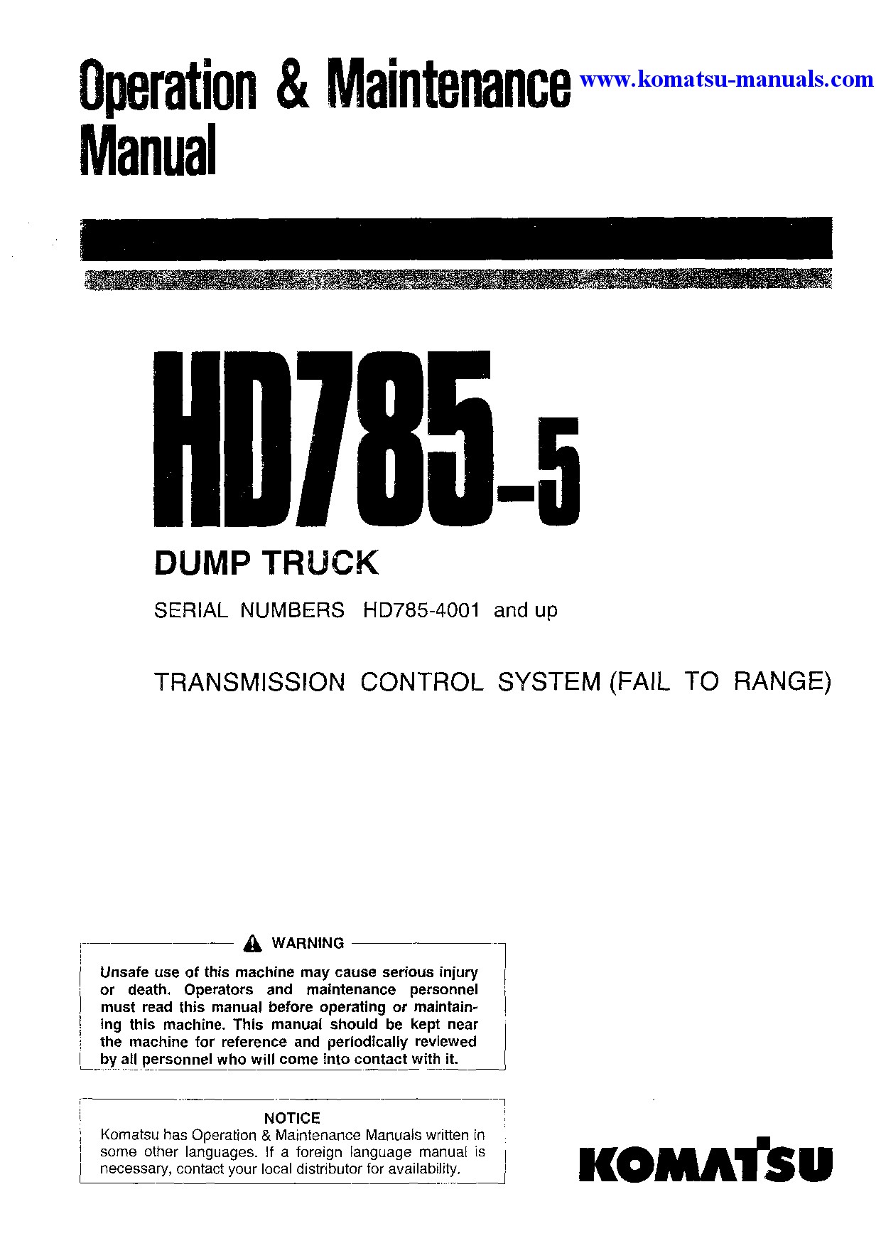 Komatsu hd785-5(jpn)-tm cntrl system operation and maintenance manuals dumptrucks rigid download Komatsu hd785-5(jpn)-tm cntrl system operation and maintenance manuals dumptrucks rigid download