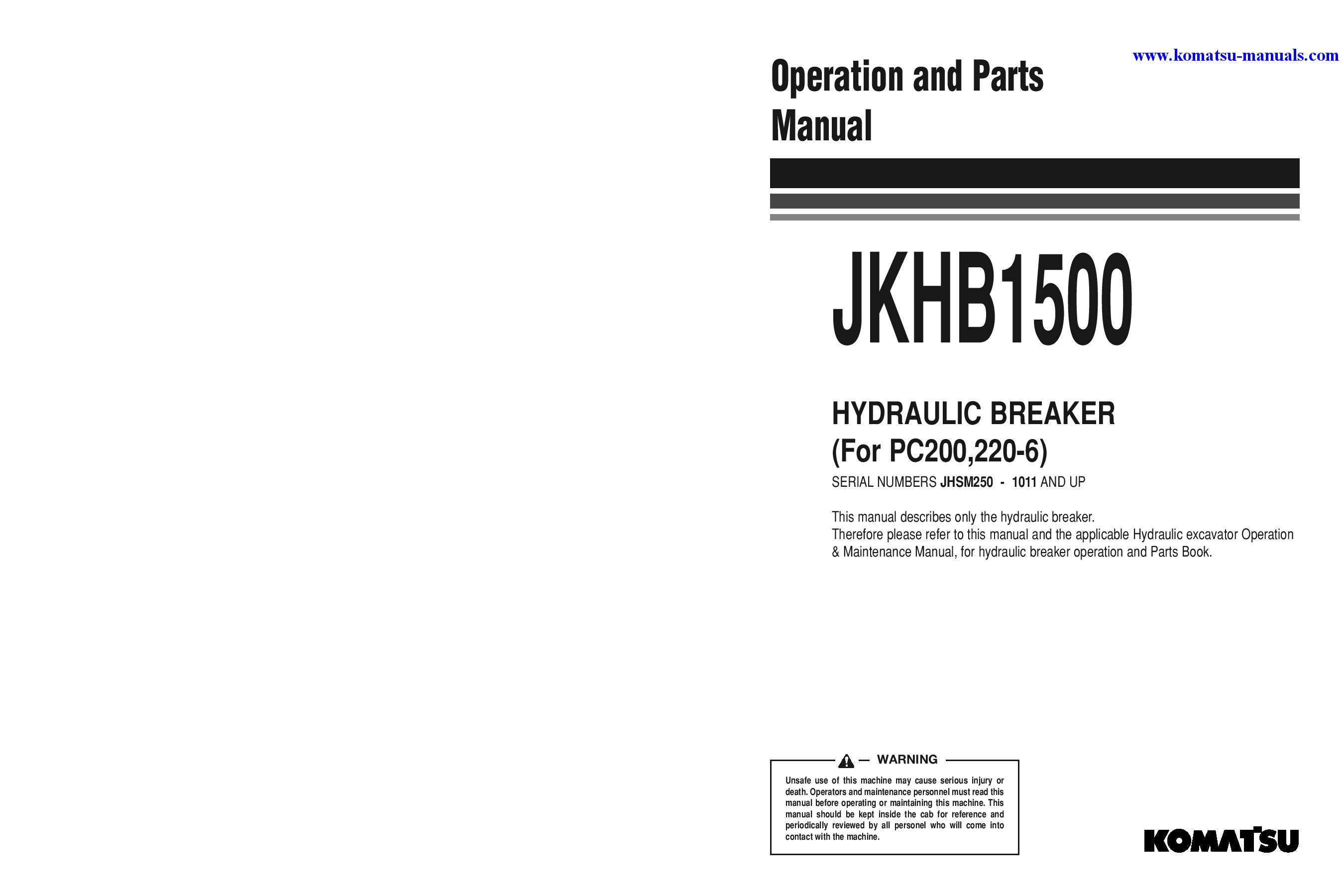 Komatsu jkhb1500(jpn) operation and maintenance manuals excavators crawler download Komatsu jkhb1500(jpn) operation and maintenance manuals excavators crawler download