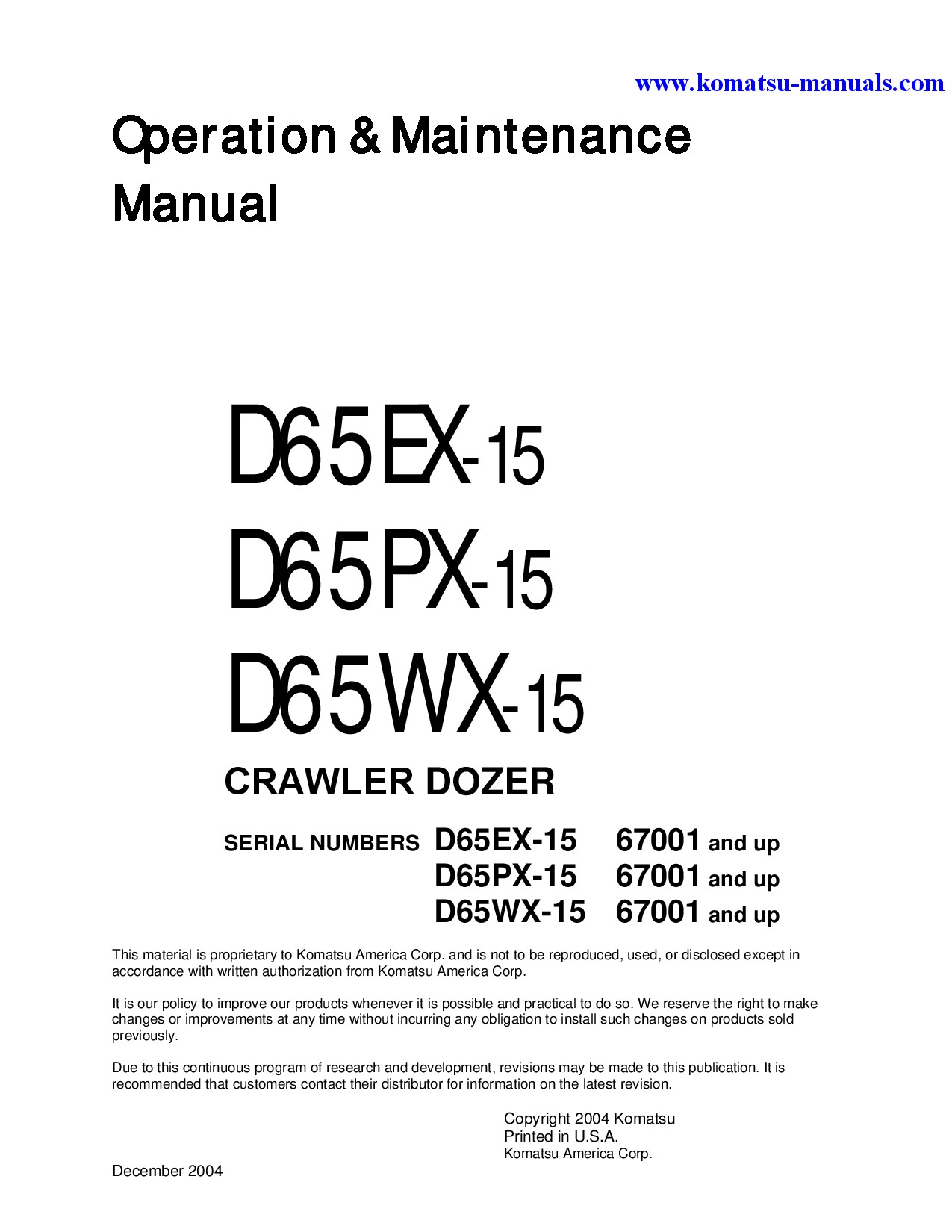 Komatsu d65ex-15(jpn) operation and maintenance manuals crawler loaders download Komatsu d65ex-15(jpn) operation and maintenance manuals crawler loaders download
