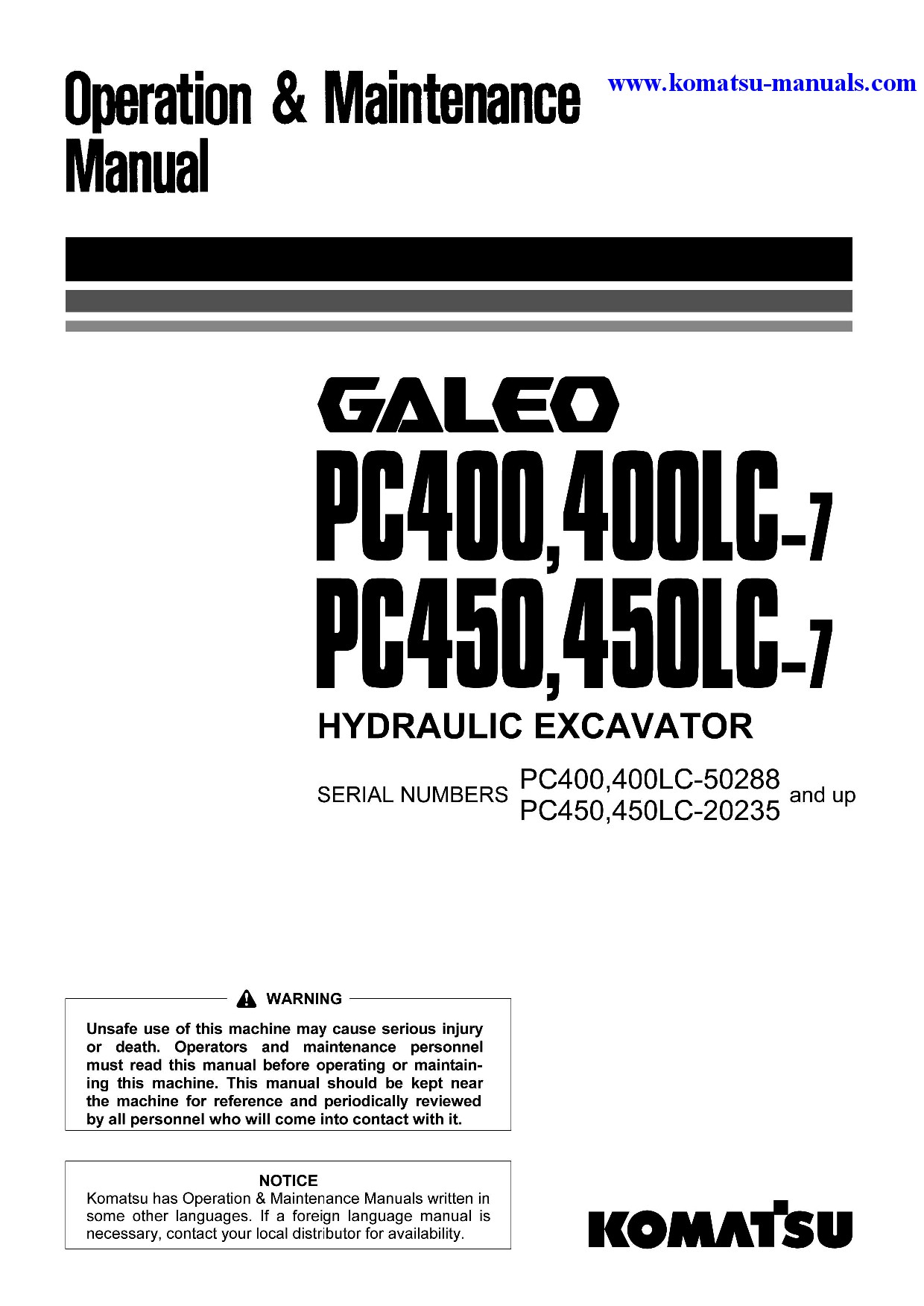 Komatsu pc450-7(jpn)-7-segment- monitor operation and maintenance manuals excavators crawler download Komatsu pc450-7(jpn)-7-segment- monitor operation and maintenance manuals excavators crawler download