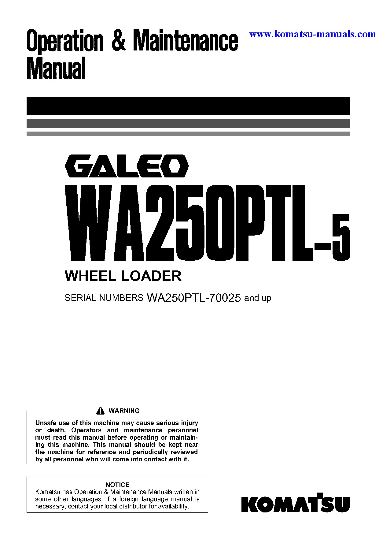 Komatsu wa250ptl-5(jpn) operation and maintenance manuals wheel loaders download Komatsu wa250ptl-5(jpn) operation and maintenance manuals wheel loaders download