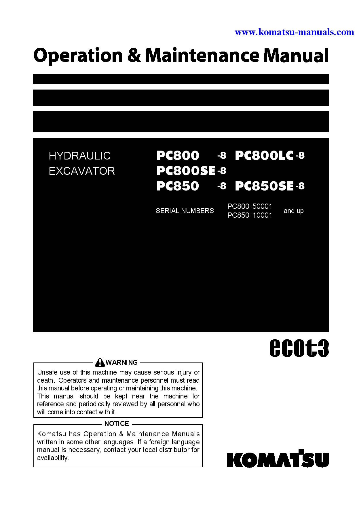 Komatsu pc800-8(jpn) operation and maintenance manuals excavators crawler download Komatsu pc800-8(jpn) operation and maintenance manuals excavators crawler download