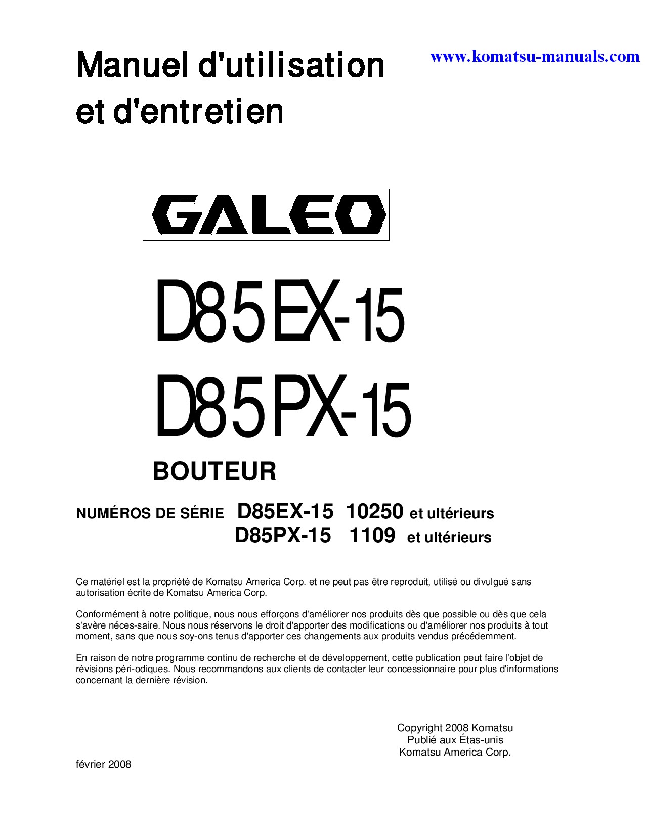 Komatsu d85px-15(jpn) operation and maintenance manuals bulldozers download Komatsu d85px-15(jpn) operation and maintenance manuals bulldozers download