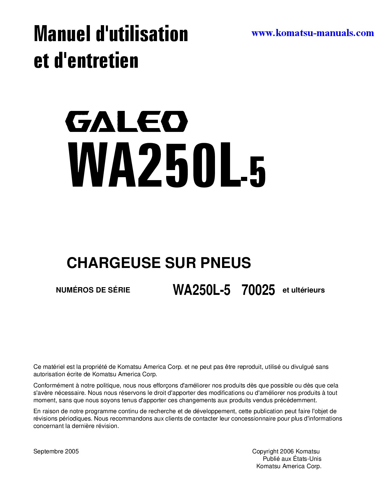 Komatsu wa250l-5(jpn) operation and maintenance manuals wheel loaders download Komatsu wa250l-5(jpn) operation and maintenance manuals wheel loaders download