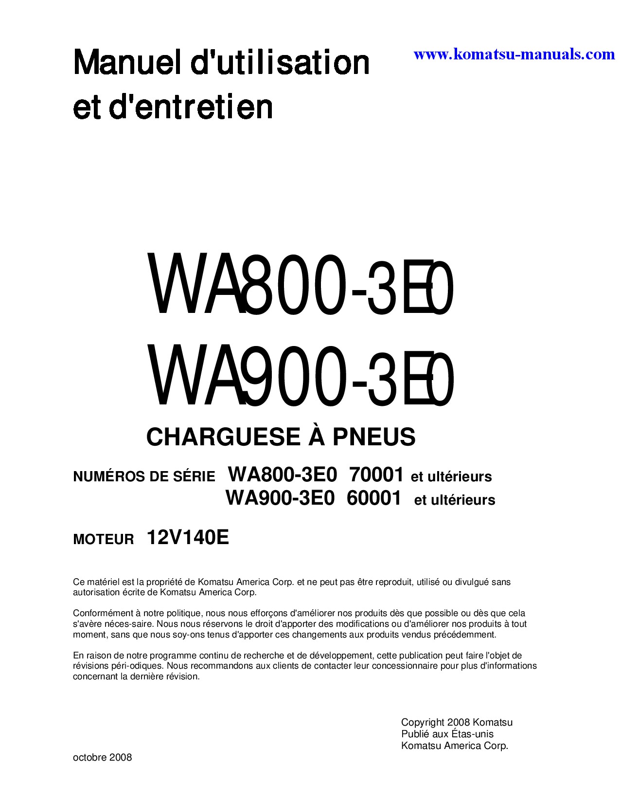 Komatsu wa900-3(jpn)-e0 operation and maintenance manuals wheel loaders download Komatsu wa900-3(jpn)-e0 operation and maintenance manuals wheel loaders download