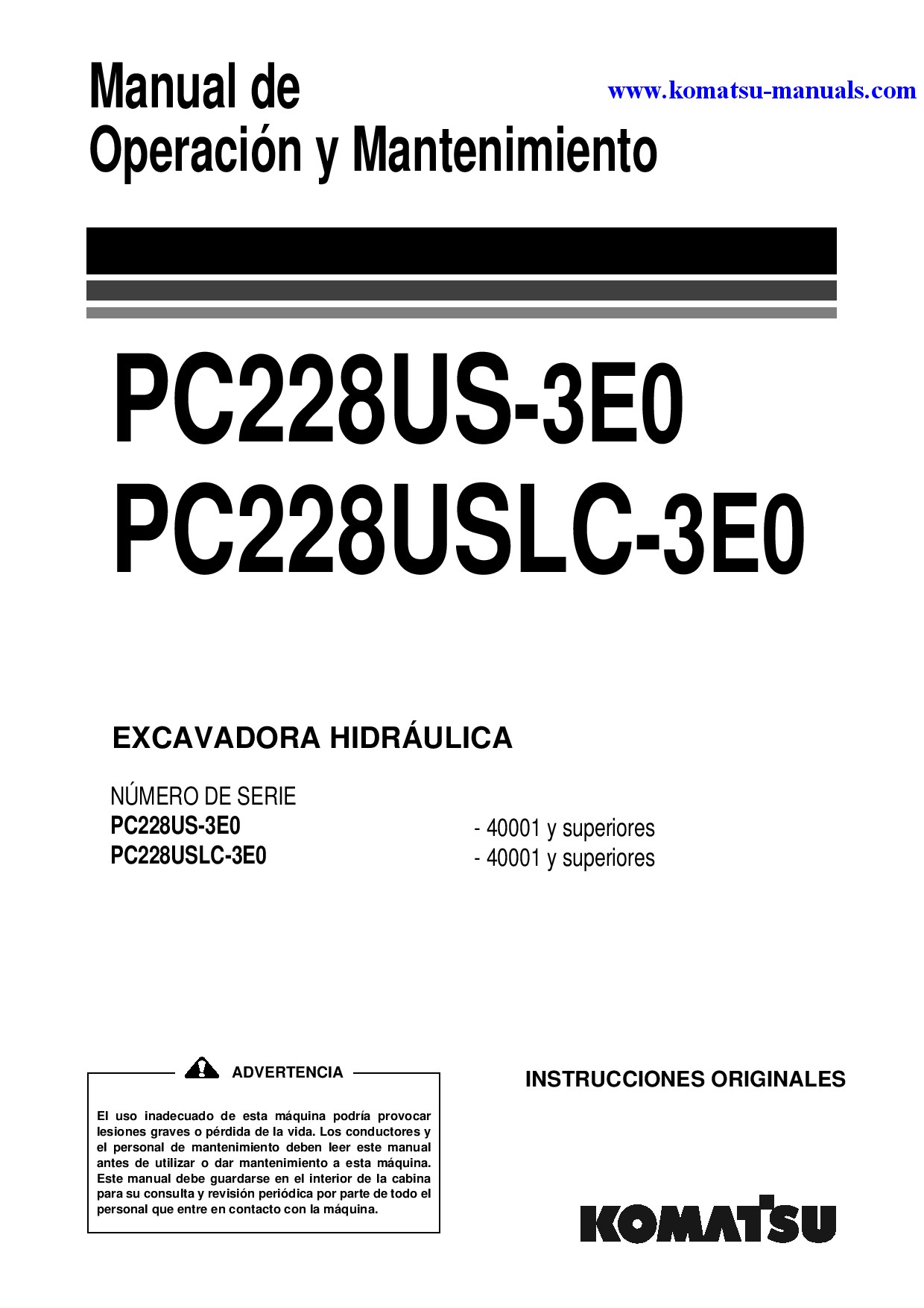 Komatsu pc228uslc-3(gbr)-tier 3 operation and maintenance manuals excavators crawler download Komatsu pc228uslc-3(gbr)-tier 3 operation and maintenance manuals excavators crawler download