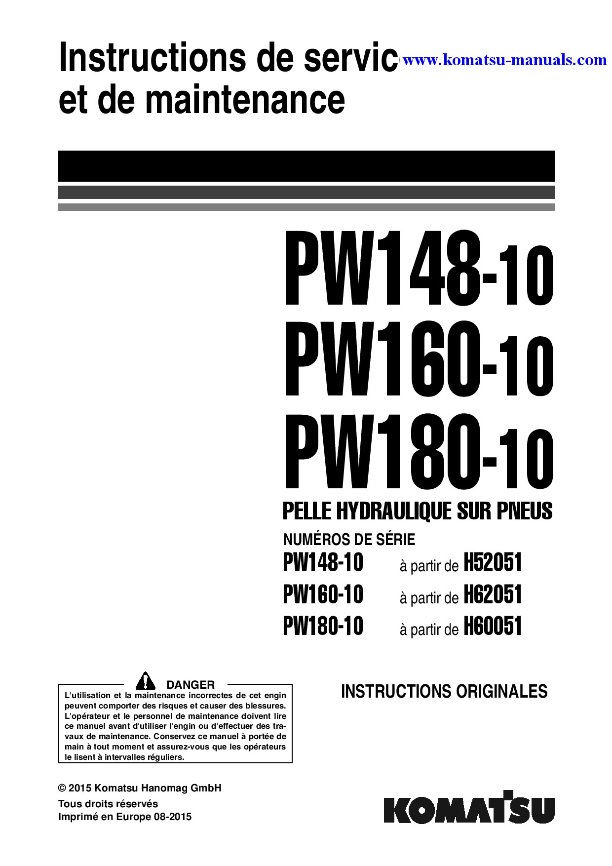 Komatsu pw160-10(deu) operation and maintenance manuals excavators wheeled download Komatsu pw160-10(deu) operation and maintenance manuals excavators wheeled download