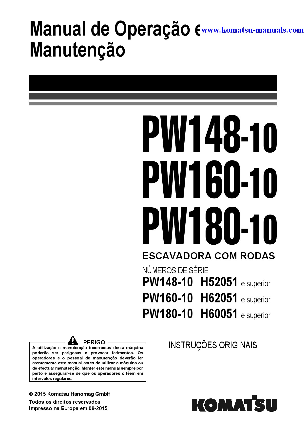 Komatsu pw160-10(deu) operation and maintenance manuals excavators wheeled download Komatsu pw160-10(deu) operation and maintenance manuals excavators wheeled download