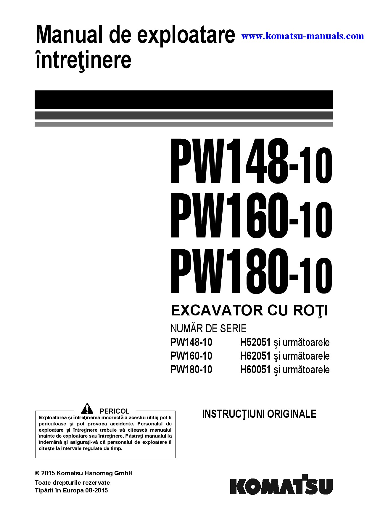 Komatsu pw160-10(deu) operation and maintenance manuals excavators wheeled download Komatsu pw160-10(deu) operation and maintenance manuals excavators wheeled download