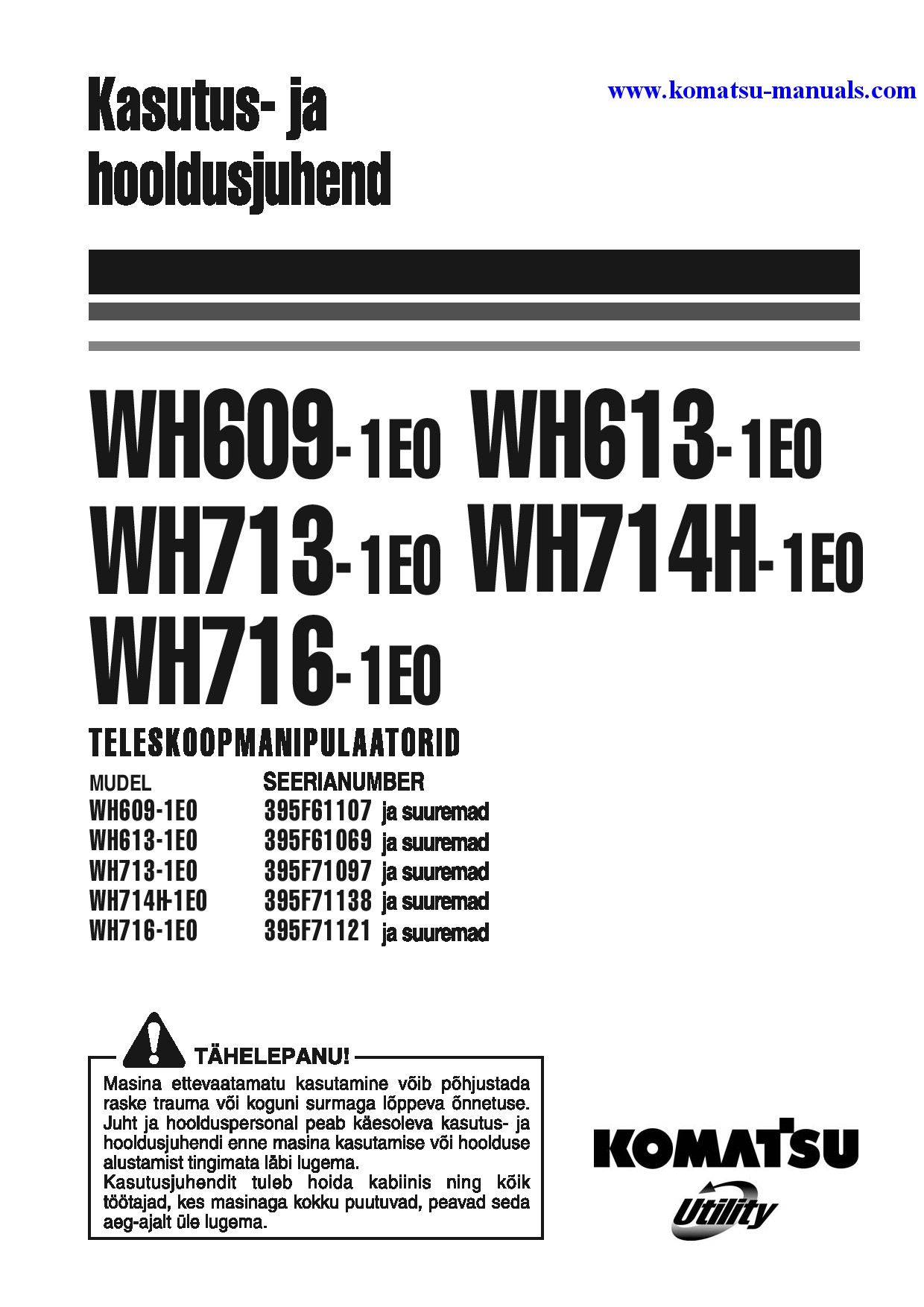 Komatsu wh714h-1(ita)-tier 3 operation and maintenance manuals telescopic handlers download Komatsu wh714h-1(ita)-tier 3 operation and maintenance manuals telescopic handlers download