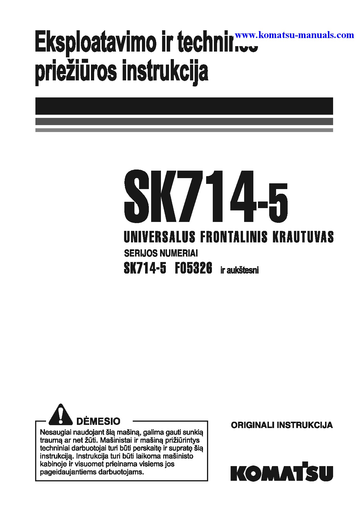 Komatsu sk714-5(ita)-/ operation and maintenance manuals skid steer loaders download Komatsu sk714-5(ita)-/ operation and maintenance manuals skid steer loaders download