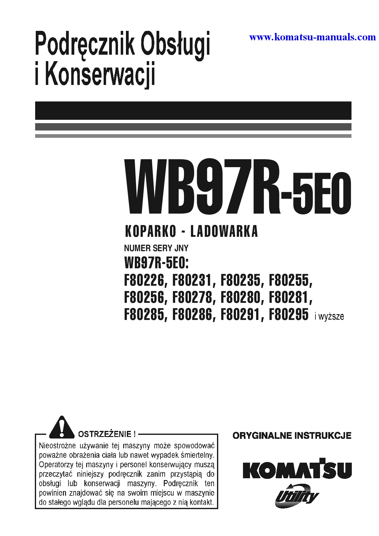 Komatsu wb97r-5(ita)-tier 3 operation and maintenance manuals backhoe loaders download Komatsu wb97r-5(ita)-tier 3 operation and maintenance manuals backhoe loaders download